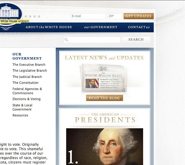 Screenshot of sidebar images on
